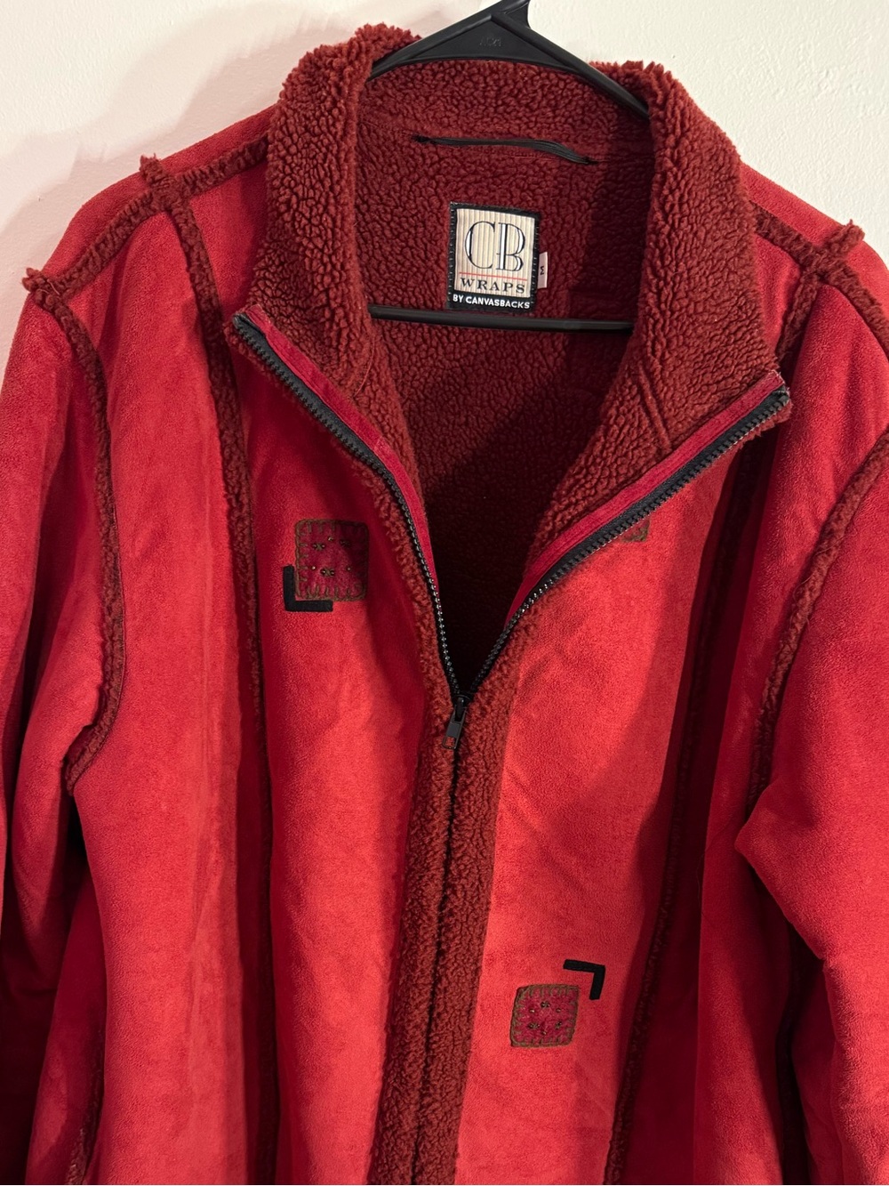 Bella Canvas Red Faux-Shearling Zip Jacket